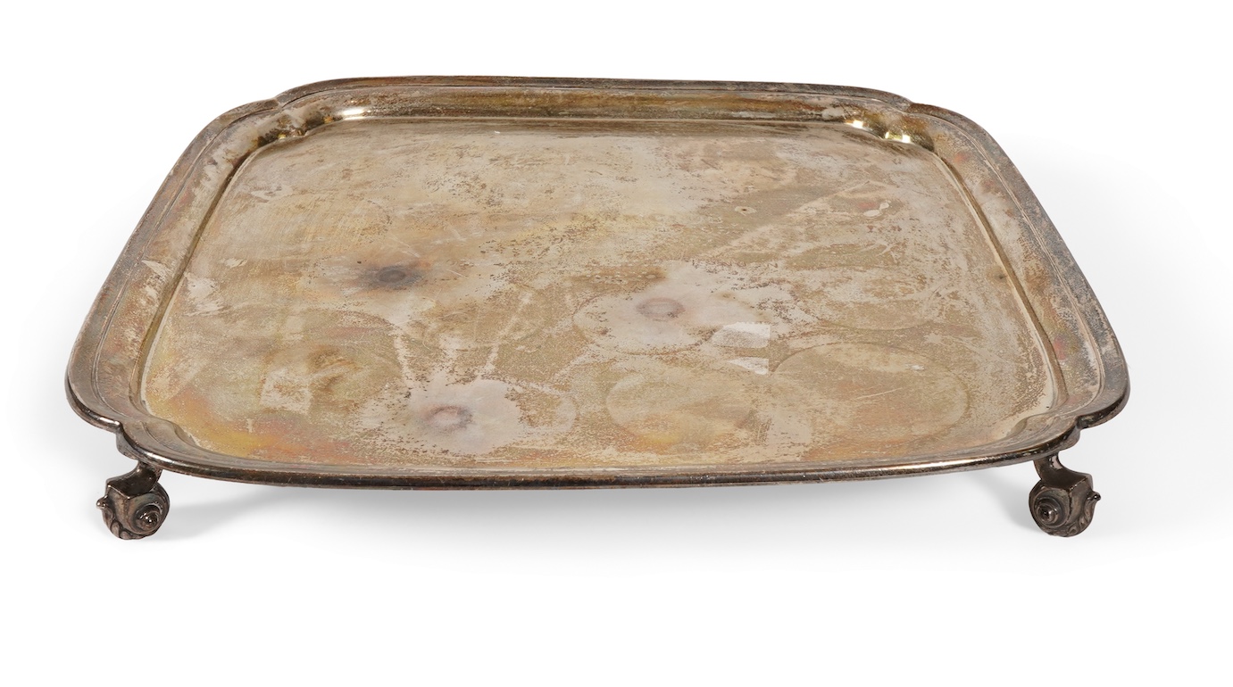 A George V silver salver by Sir John Bennett Ltd